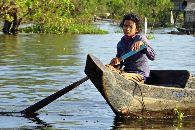 Kambodża, Tonle Sap, Kampong Phluk, pływające wioski, Siem Reap