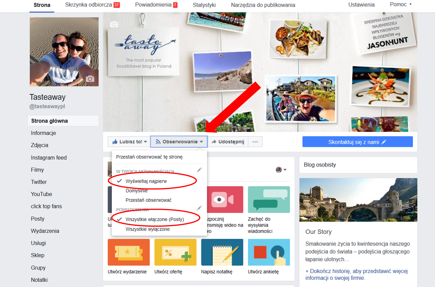 Facebook, blogi, zasięgi, edge rank, Wyświetlaj Najpierw