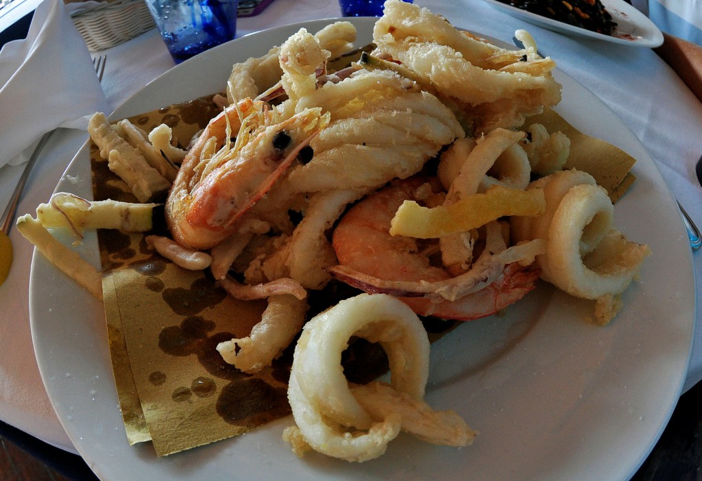 Perfectly crispy prawns and squid