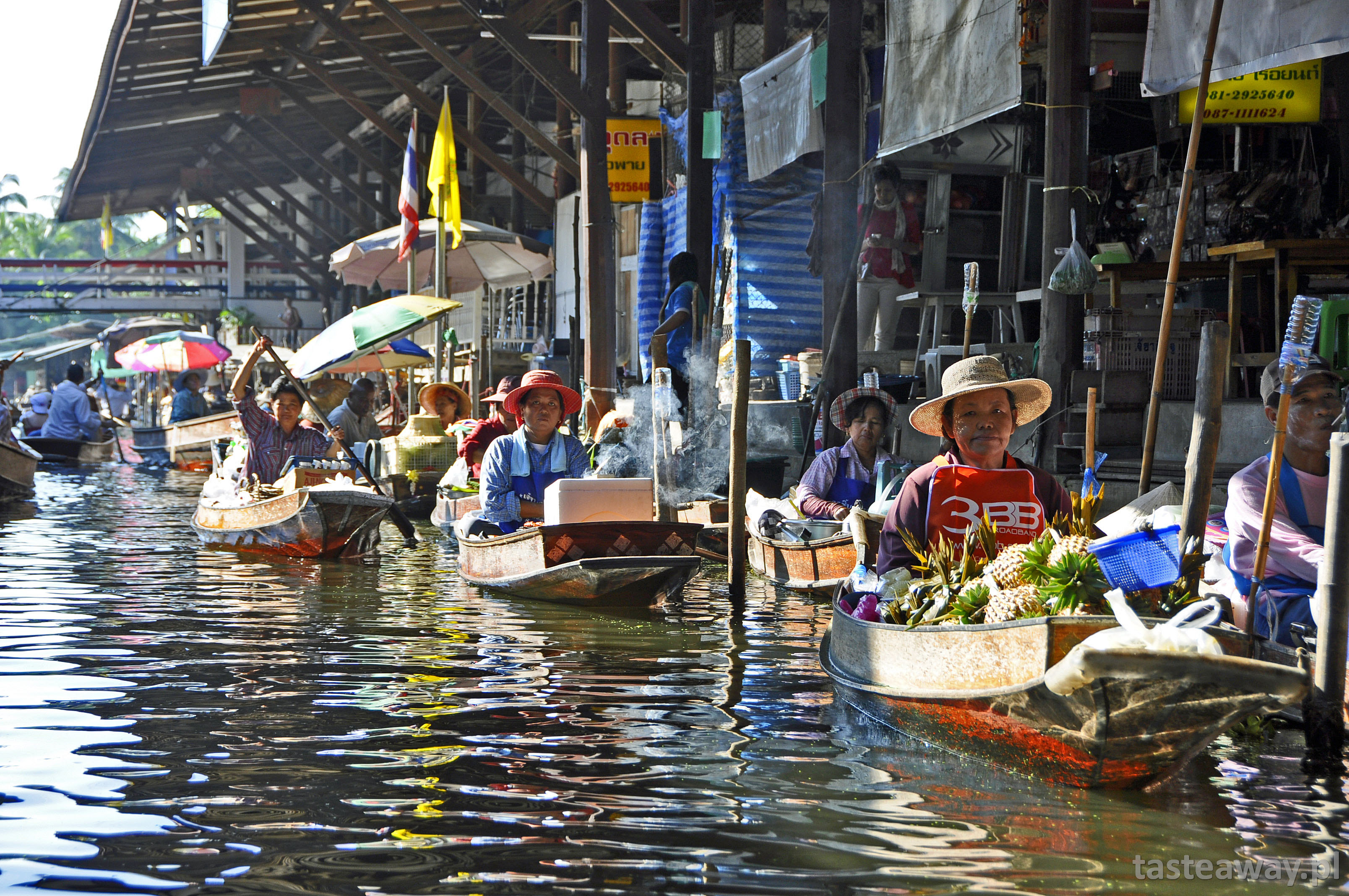 Damnoen Saduak, floating market, Samut Songkhram, pływający targ, Bangkok, okolice