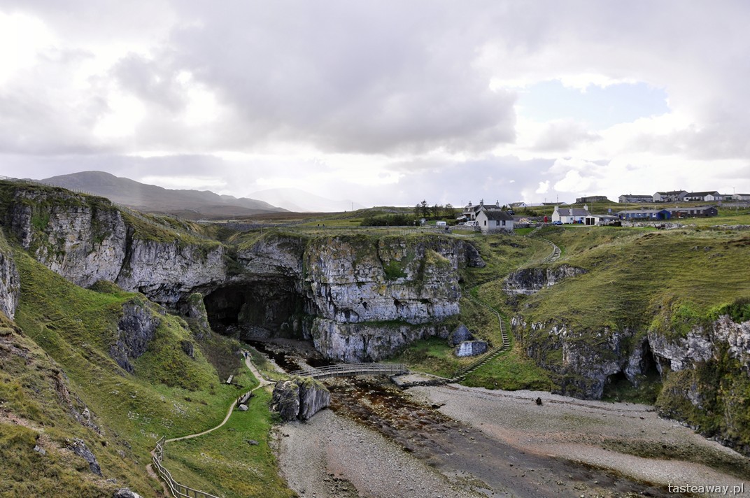 Smoo Cave, Durness, plaża, jaskinia, Szkocja, północna Szkocja