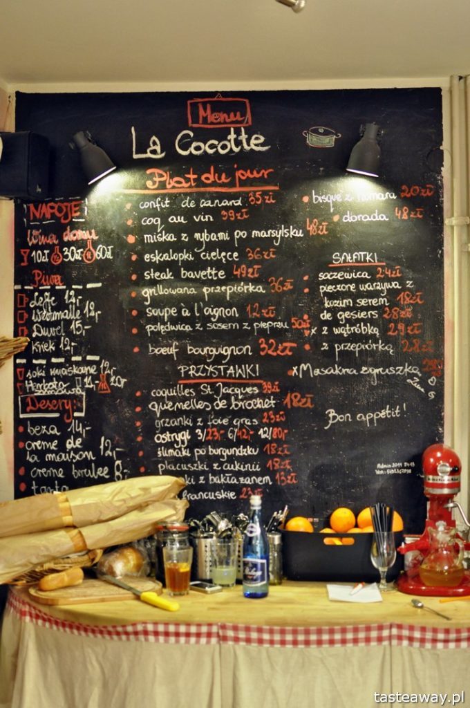 Bistro La Cocotte, Warszawa, restauracje, kuchnia francuska, Mokotowska, francuskie potrawy