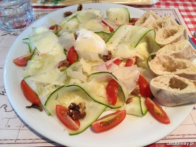 courgette salad, courgette, ricotta, parmesan, Ciao a Tutti, Italian cuisine, Warszawa, pizza, where to go for a pizza