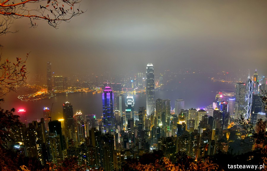 Hongkong, Hongkong nocą, Hongkong by night, zdjęcia z Hongkongu, panorama Hongkongu, Victoria Peak, widok z Victoria Peak