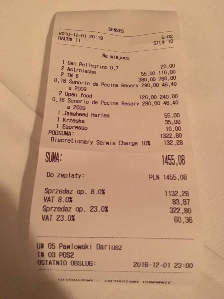 Senses, Andrea Camastra, gwiazdka Michelin, restauracje w Warszawie z gwiazdką Michelin, najlepsze restauracje w Warszawie