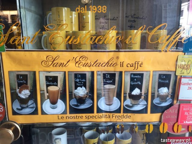 Rzym, lodziarnie w Rzymie, gdzie na lody w Rzymie, gdzie na kawę w Rzymie, najlepsze lody w Rzymie, najlepsza kawa w Rzymie, Sant Eustachio il Caffe