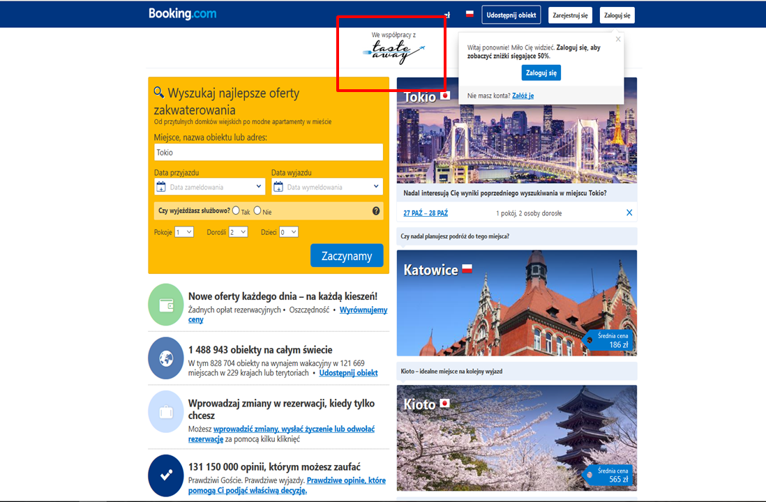 rezerwowanie hoteli, planowanie podróży, afiliacja, Booking.com, Tasteaway