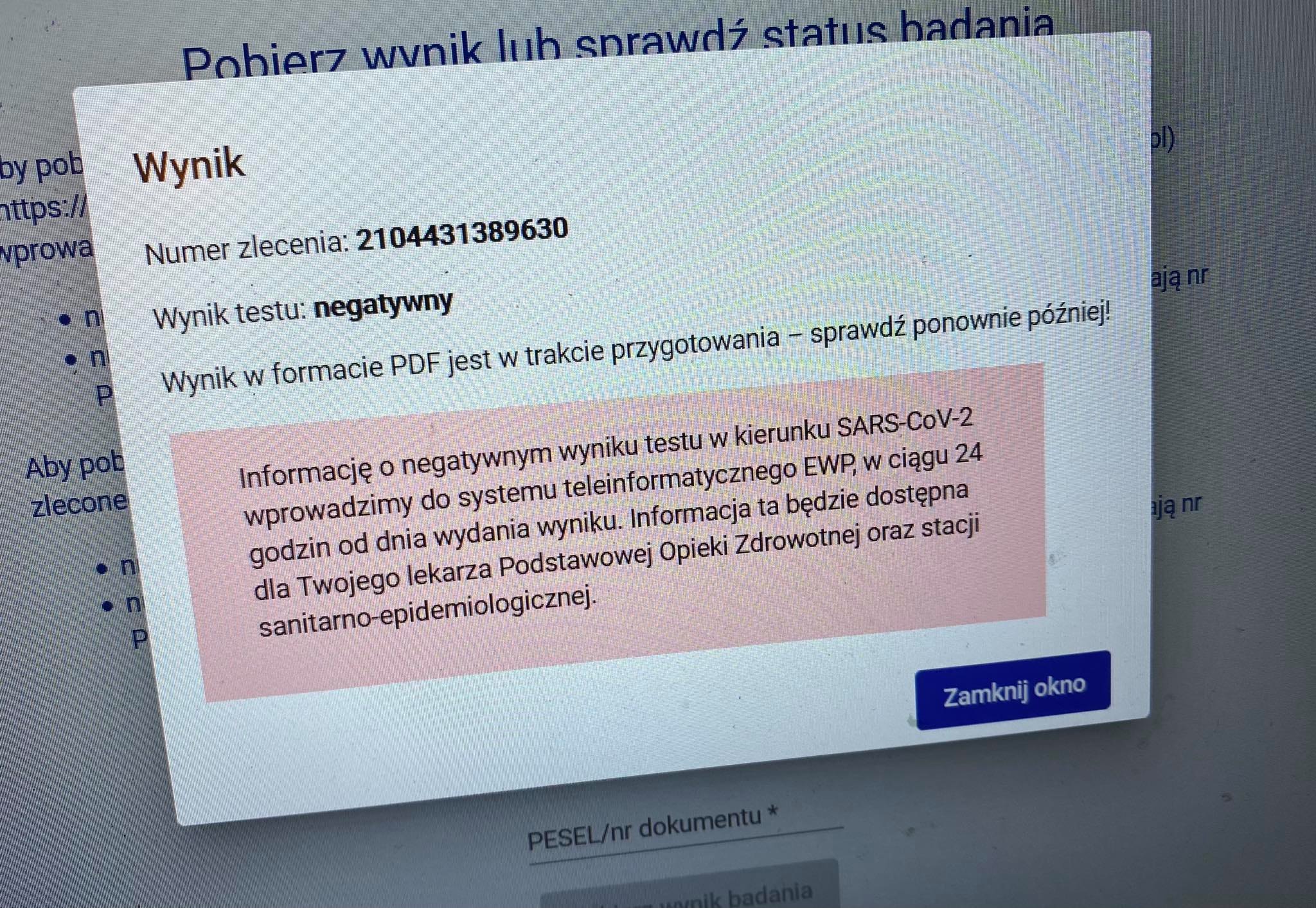 testy na COVID_wynik negatywny