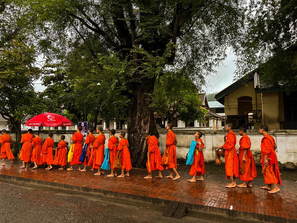 Tak Bat, mnisi, Luang Prabang, ceremonia Alms Giving